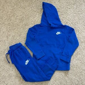 Nike matching pullover hoodie & sweatpants, blue💙, boys 5-6yrs, size 6/M